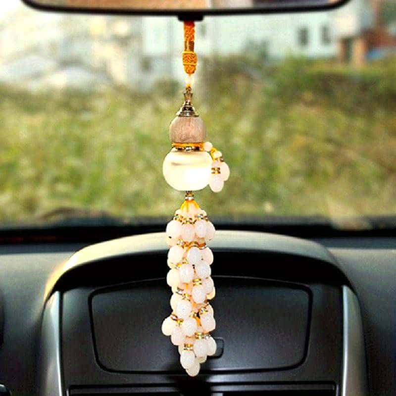 White Jade Gourd Pendant with Crystal Bottle