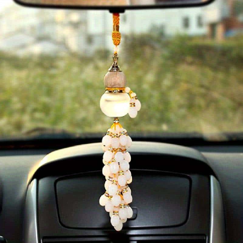 White Jade Gourd Pendant with Crystal Bottle | Arabic Scent