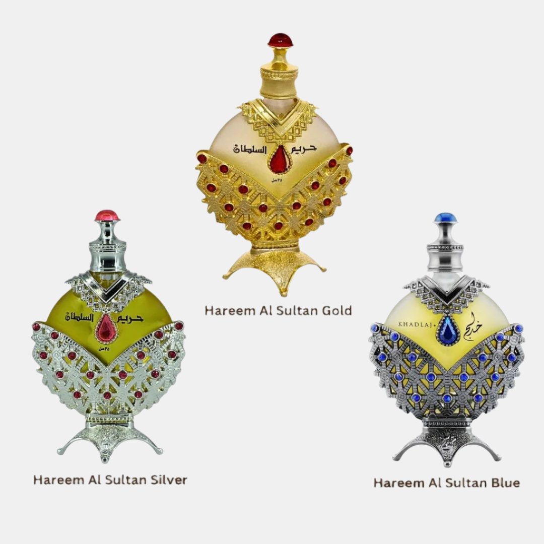 Hareem Al Sultan Oil Trio Pack (Gold, Blue & Silver) - 35ml